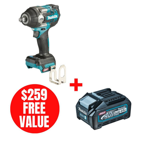 Makita MAK-TW007GZ-BL4040 40V MAX XGT Brushless 1/2in Impact Wrench w/Friction Ring + XGT 4.0Ah Battery