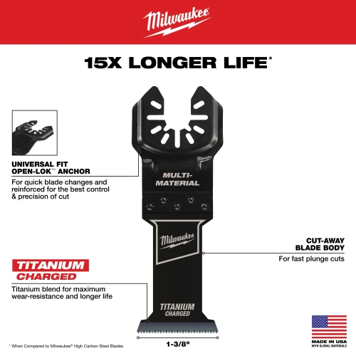 Milwaukee 1-3/8in Bi-Metal Multi-Tool Blade 15x longer life