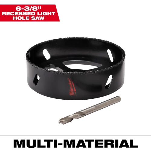 Milwaukee 49-56-0305 6-3/8in Recessed Light Carbide Grit Hole Saw with Pilot Bit