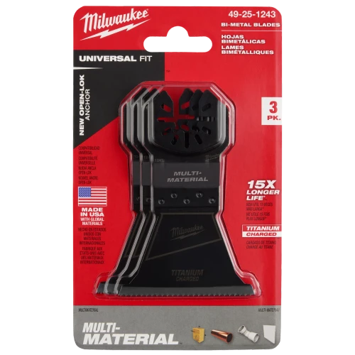 Milwaukee 2-1/2in Bi-Metal Multi-Tool Blade 3 pack in packaging