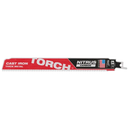 Milwaukee 48-00-5262 9in 8TPI TORCH with NITRUS Carbide for Cast Iron SAWZALL Blade