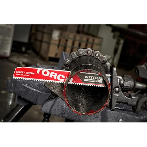 TORCH with NITRUS Carbide blade cutting cast iron pipe