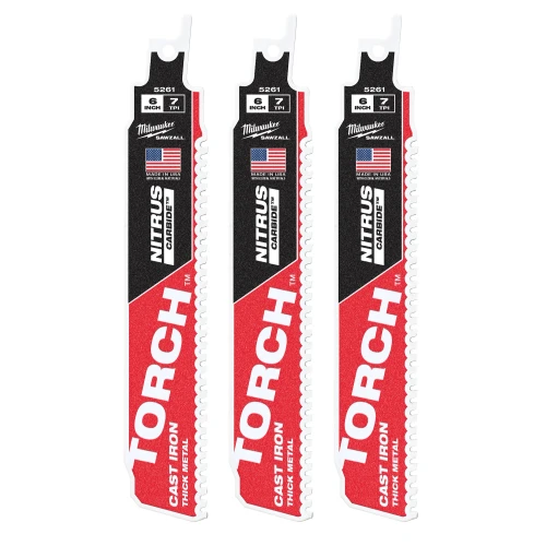 Milwaukee 48-00-5361 6in 8TPI TORCH with NITRUS CARBIDE SAWZALL Blade 3pk