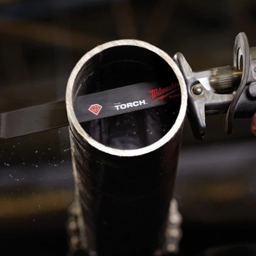 Milwaukee Diamond Grit SAWZALL Blade close-up cut