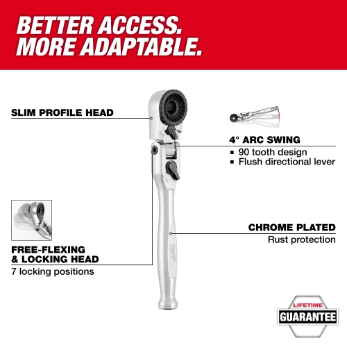 Milwaukee 1/4in Hex Drive Mini Flex Head Bit Ratchet