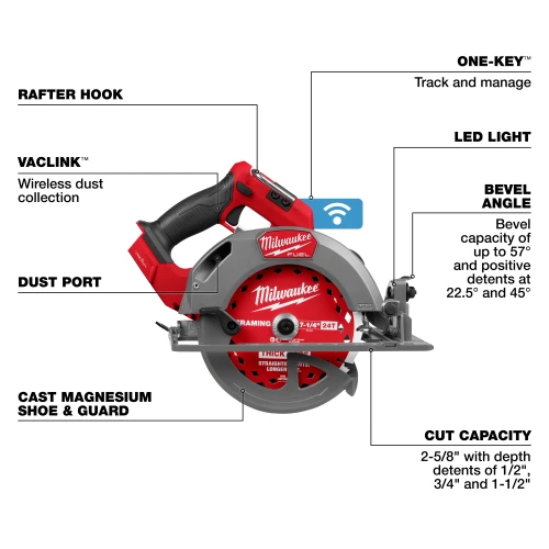 Milwaukee M18 FUEL 7-1/4in Circular Saw w/ ONE-KEY 2835-20 features