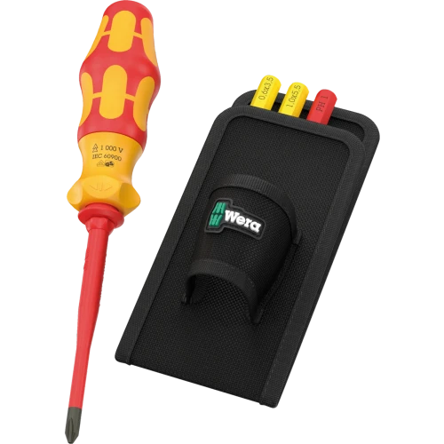 Wera Tools WERA-05006621001 Kraftform Kompakt VDE GO RA 2 Insulated Ratchet Screwdriver Set with Belt Holster Phillips/Slotted 5-Piece