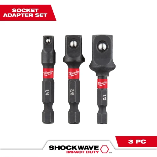 Milwaukee SHOCKWAVE Impact Duty Hex Shank Socket Adapter Set 3-Piece