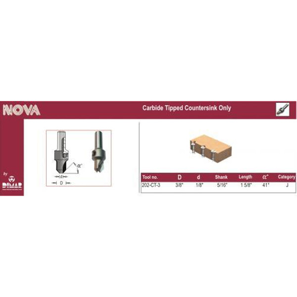 Dimar DIM-202-CT-3 Carbide Countersink for #8 Screw
