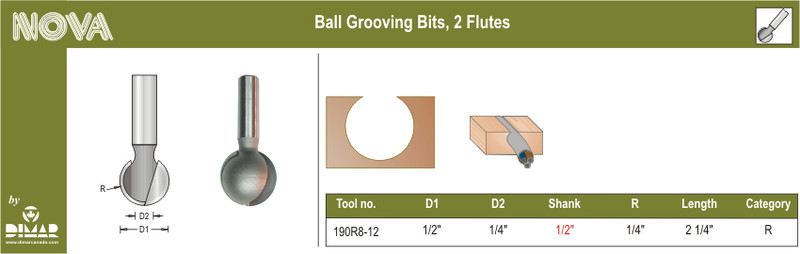 Dimar DIM-190R8-12 Ball Groove Bit