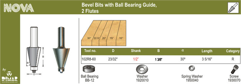 Dimar DIM-102R8-60 30 Degree Bevel Bit With Bearing