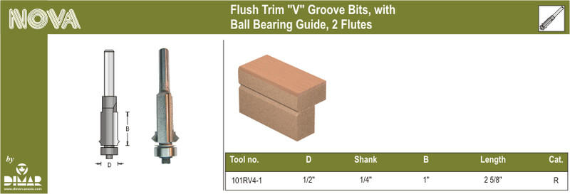 Dimar DIM-101RV4-1 Flush Trim V Groove Bits