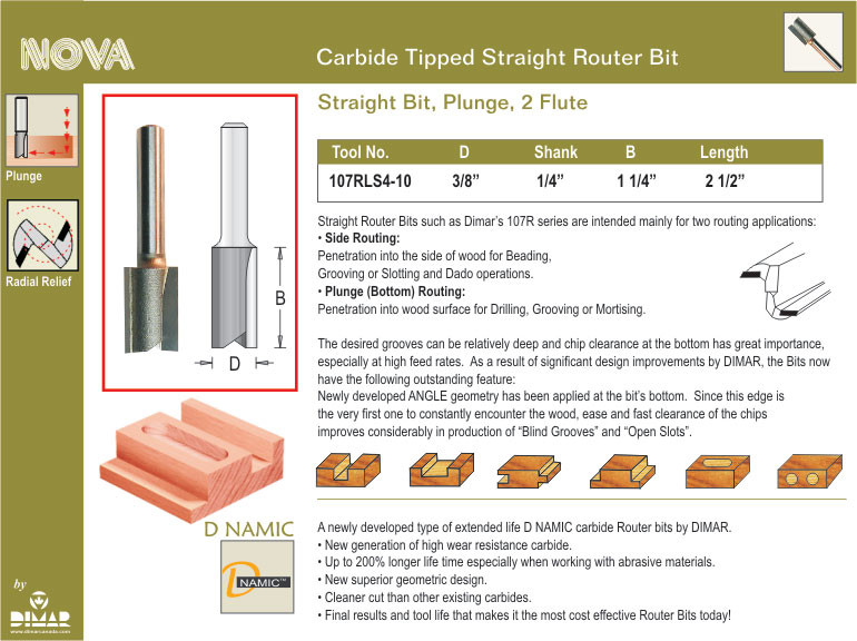 Dimar DIM-107RLS4-10 Straight 2Fl 3/8