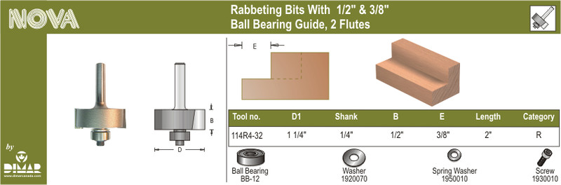 Dimar DIM-114R4-32 1-1/4In Od Rabbeting Bit With 1/2In Bit