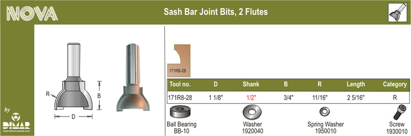 Dimar DIM-171R8-28 Sash Bar Joint Bit