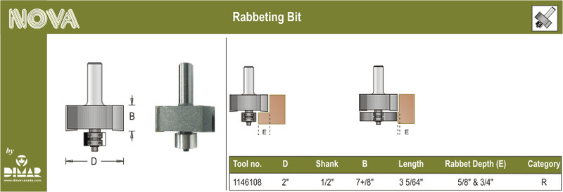 Dimar DIM-1146108 Super Rabbeting Cutter 5/8 And 3/4in Depth 1/2in