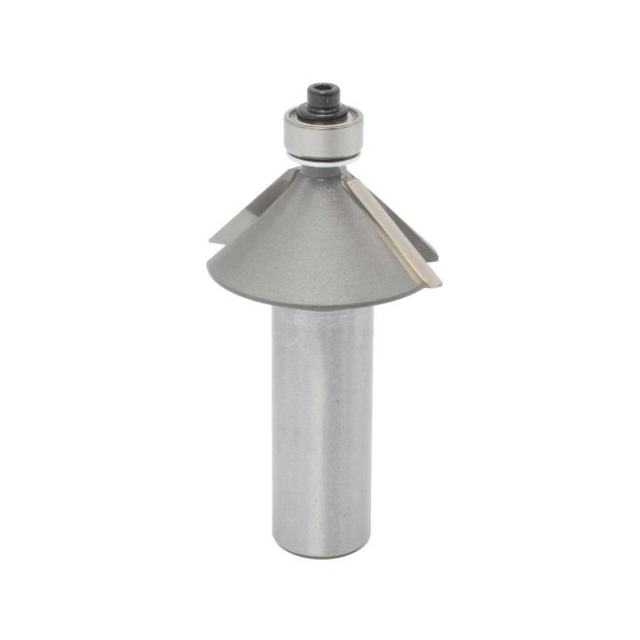 Dimar DIM-102R8-45 1-1/4in Dia Carbide Tipped Chamfer Bit Ball Bearing 45deg 2 Flute 1/2in Shank 2-3/8in Length