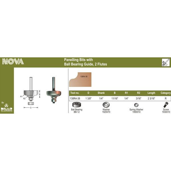 Dimar DIM-138R4-38 Paneling Bits With Ball Bearing Guides