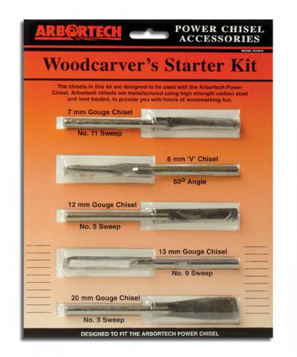 Arbortech ARB-PCH.FG.033 WoodCarvers Starter Kit of 5 Chisels