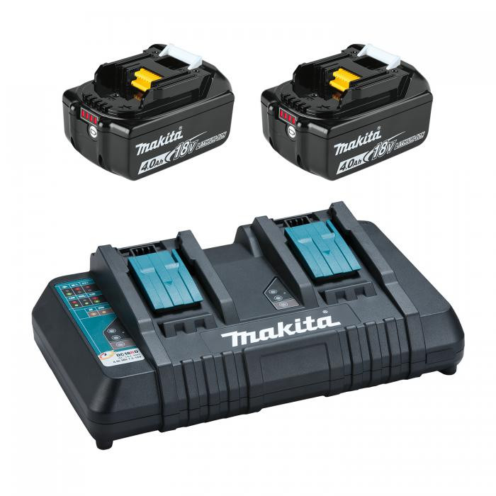 Makita MAK-Y-00315 18V 2 x 4.0Ah Li-Ion Battery & Dual-Port Rapid Charger Kit