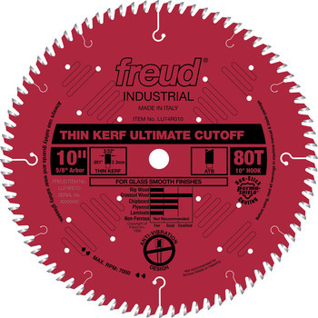 Freud FRE-LU74R010 10in X 80T Thin Kerf Ultimate Cutoff Saw Blade