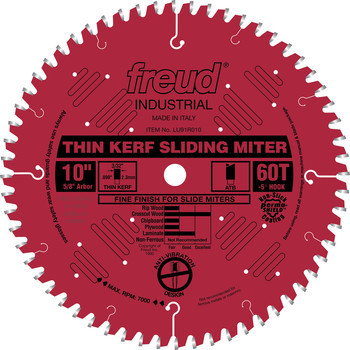 Freud FRE-LU91R010 10in X 60T Thin Kerf ATB Sliding Miter Saw Blade