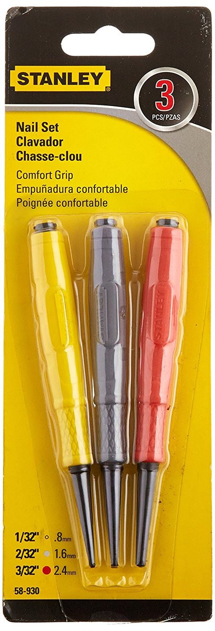 Stanley ST-58-930 Cushion Grip Nail Set, 3pc
