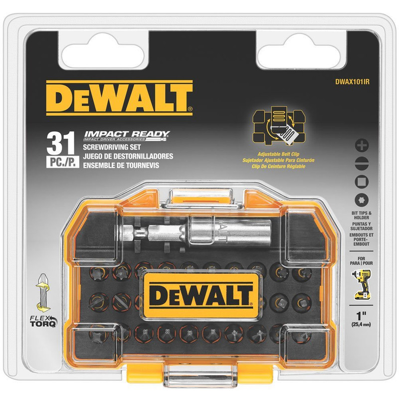 DEWALT DEW-DWAX101IR 31 pc Impact Ready Bit Set with Flex Torque Compact Tough Case