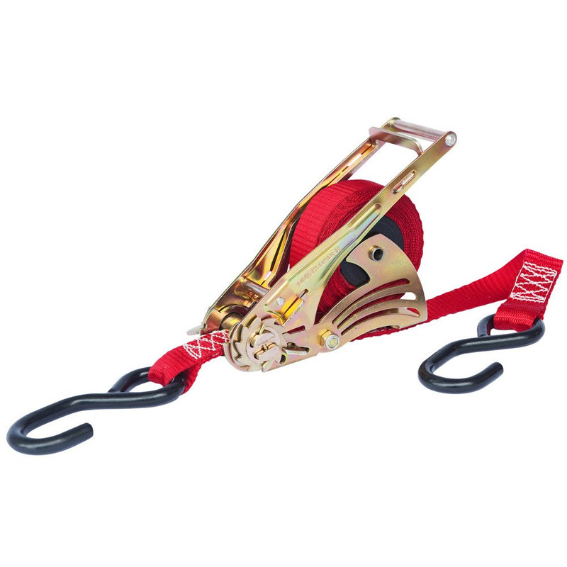 QuickLoader QL-450003 Spring-loaded Retractable Ratchet Strap 1-1/4in x 15ft Flat Wire Hooks with D-Rings