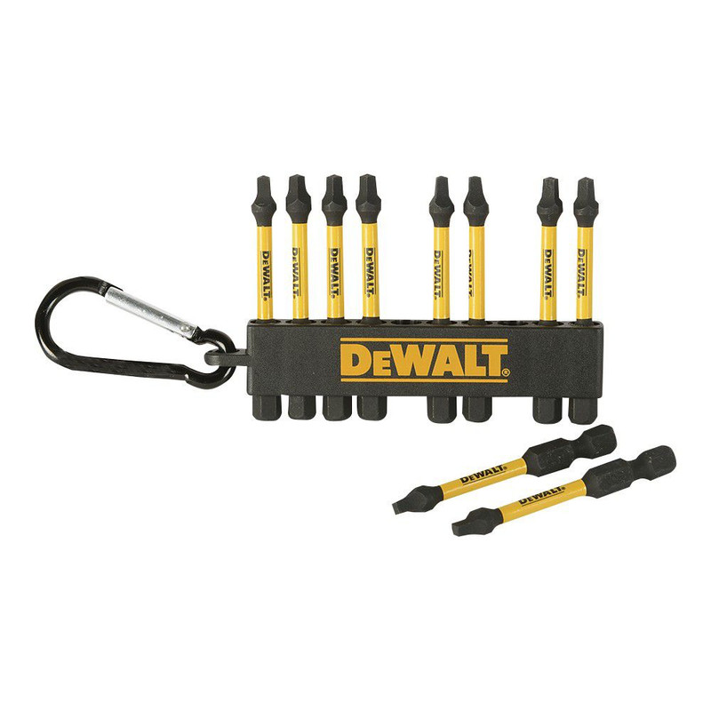 DEWALT DEW-DWA2SQ2IRCARC Flex Torq 2in Square 2 Impact Ready Bits with Carabiner (10 PC)