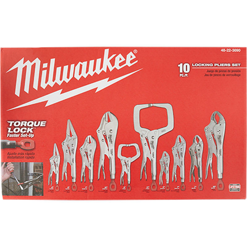 Milwaukee MIL-48-22-3690 10-Piece Torque Lock Pliers Kit