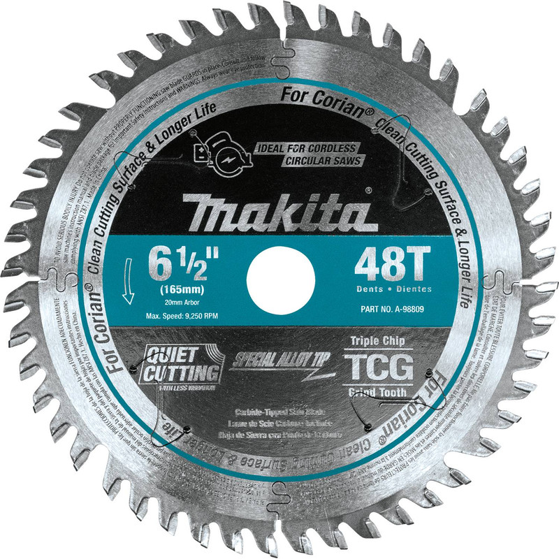 Makita MAK-A-98809 6-1/2in x 48T Corian Blade For SP6000