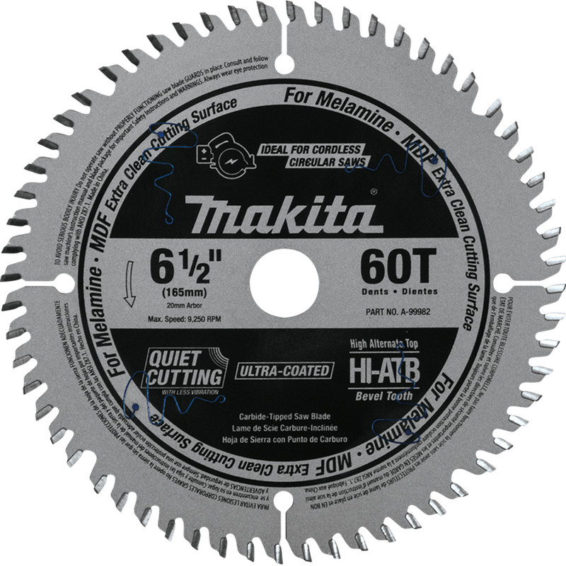 Makita MAK-A-99982 6-1/2in x 60T (ATB) Carbide Tipped Plunge Saw Blade