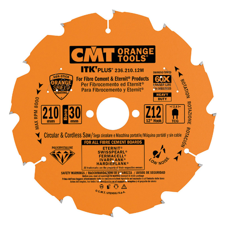 CMT Orange Tools CMT-23621012M TS 75 Blade 4 Tooth 30mm Bore - Fibre Cement