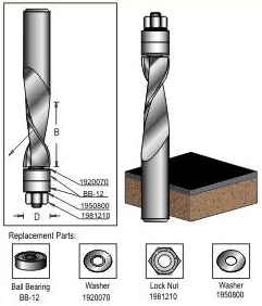 Dimar DIM-SCB812DC 1/2in Carbide Down-Spiral Flush Trim