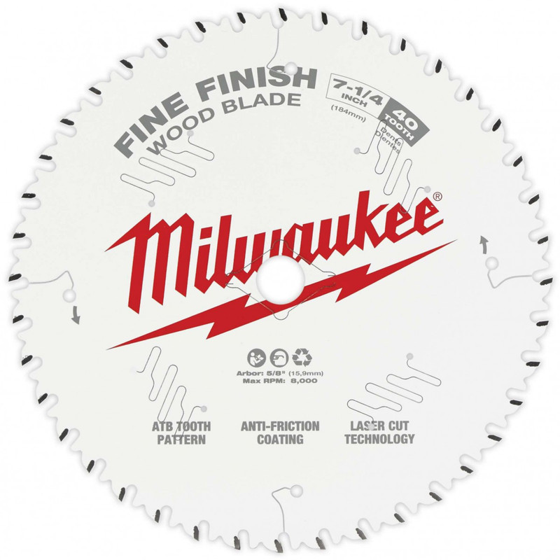 Milwaukee MIL-48-40-0726 7-1/4in 40 Tooth Fine Finish Circular Saw Blade