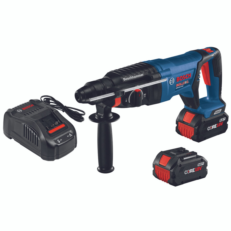 Bosch BOS-GBH18V-26DK24 18V EC Brushless SDS-plus Bulldog 1in Rotary Hammer 2x CORE18V 8.0Ah Performance Batteries Kit