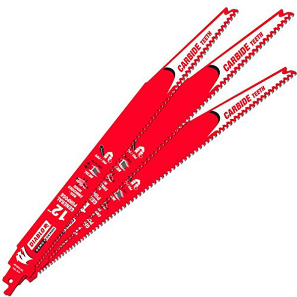 Diablo FRE-DS1209CGP3C 12in Carbide Tipped General Purpose Reciprocating Blade 9-6 TPI (3/32-1/4in) (3 Pack)