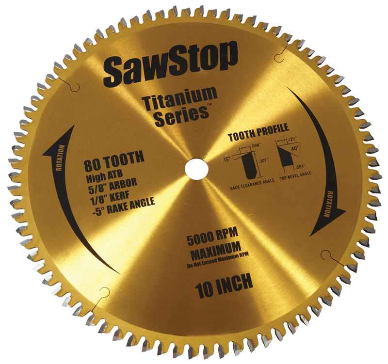 SawStop SAW-BTSP80HATB 10in x 80T Titanium Series Saw Blade