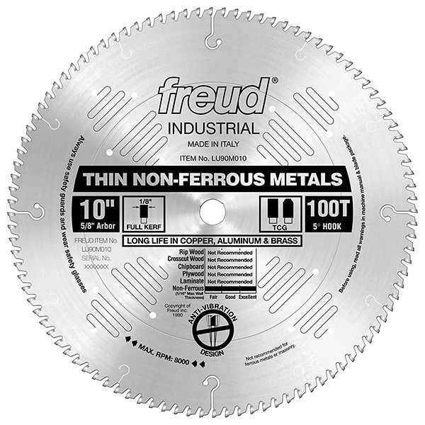 Freud FRE-LU90M010 10in x 100T Thin Stock Non-Ferrous Metal Blade