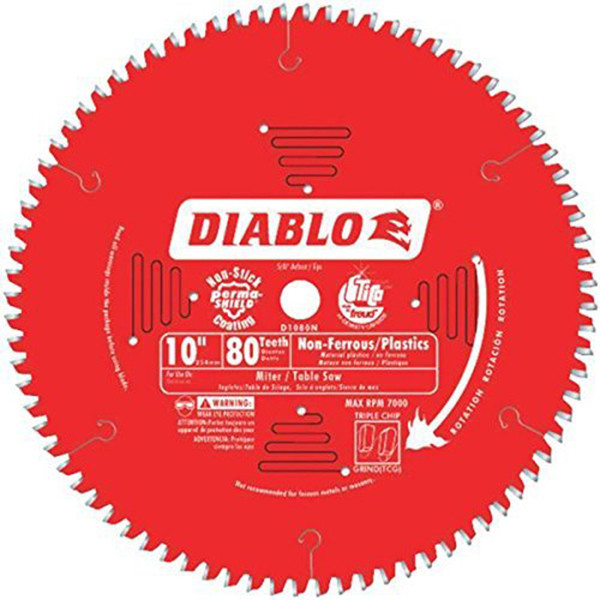 Diablo FRE-D1080N 10in X 80T TCG Non-Ferrous Metal and Plastic Cutting Saw Blade