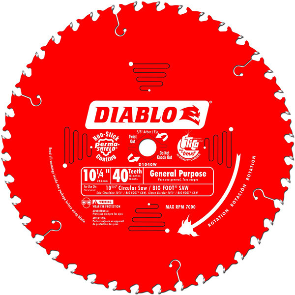 Diablo FRE-D1040W 10-1/4in X 40T ATB General Purpose Saw Blade
