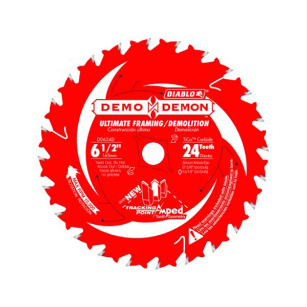 Diablo FRE-D0624DA 6-1/2in X 24T Demo-Demon Circular Saw Blade