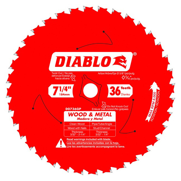 Diablo FRE-D0736GPA 7-1/4in x 36T Wood & Metal Carbide Saw Blade