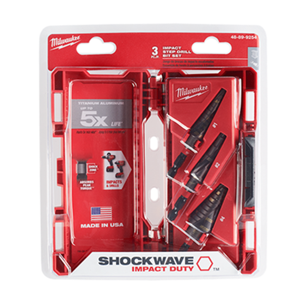 Milwaukee MIL-48-89-9254 Shockwave Impact Duty Step Bit Kit 3 Pieces