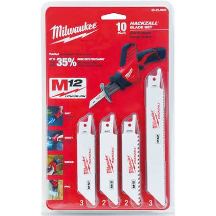 Milwaukee MIL-49-22-0220 10-Piece Hackzall Blade Kit