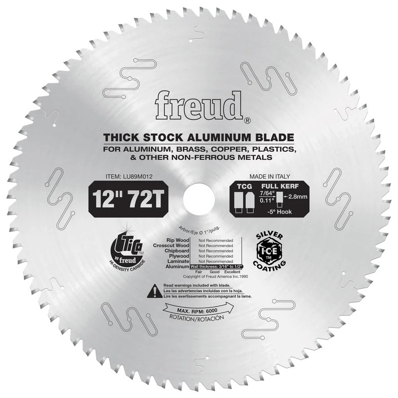 Freud FRE-LU89M012 12in X 72T Thick Stock Aluminum Metal Blade