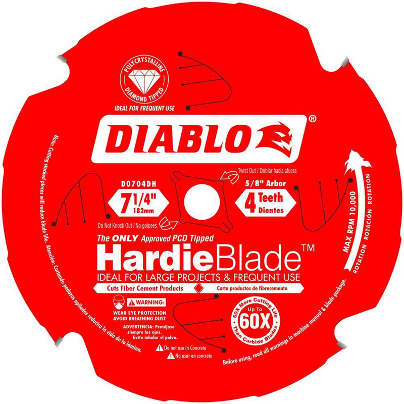 Diablo FRE-D0704DH 7-1/4in X 4T Polycrystalline Diamond (PCD) Tipped James Hardie/Fiber Cement Saw Blade