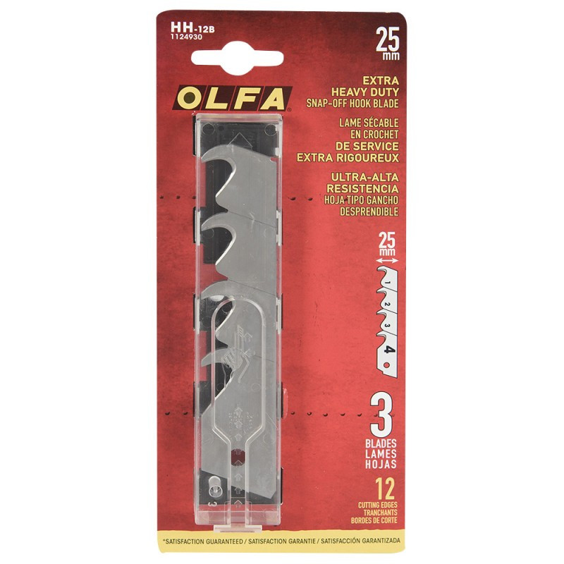 Olfa Blades OLFA-HH-12B 25mm Extra Heavy-Duty Snap-Off Hook Blades - (3pk)