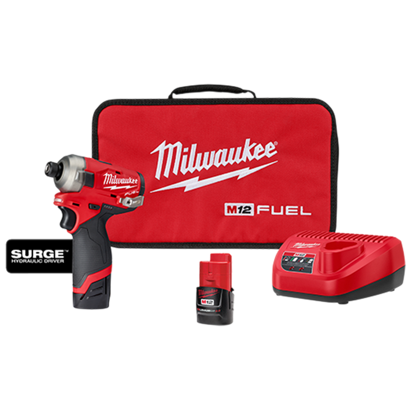 Milwaukee MIL-2551-22 M12 FUEL SURGE 1/4in Hex Hydraulic Driver 2x M12 CP2.0Ah Kit